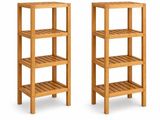 two wooden shelvings on a white background with a white background