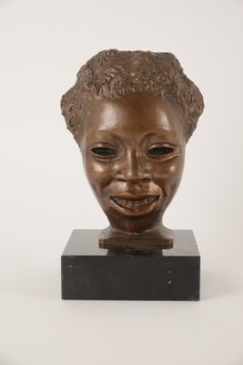 J. WITTER (XX° siècle) Visage Bronze à patine brune sur socl…