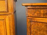 pair of antique wooden nightstands with marble top and drawers