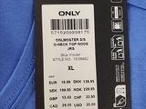 the label on the back of a blue t shirt