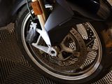 a motorcycle that is parked in a garage