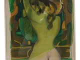 une image d'un tableau représentant une femme en robe verte