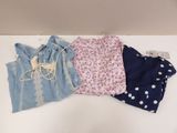 three pieces of clothing sitting on top of a white table