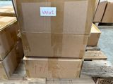 a stack of boxes sitting on a pallet in a warehouse