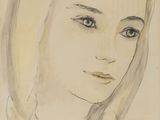drawing of a woman with long hair and a braid in her hair