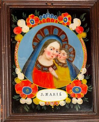 an image of a painting of a woman holding a baby in her arms