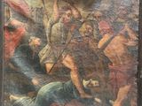 une image représentant un tableau où l'on voit un homme tenant une épée devant un groupe de personnes