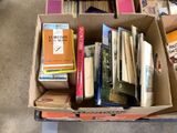 a box full of books sitting on a table