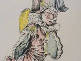 drawing of a man in a military uniform with a cane