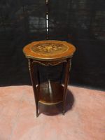 Guéridon en marqueterie et laiton de style Louis XVI à 1 niv… (photo 3)