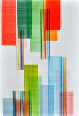 an image of a painting of colorful squares on a white background