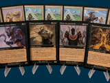 a bunch of cards that are on a table