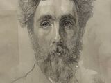dessin représentant le portrait d'un homme barbu en costume