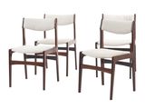 lot de quatre chaises de salle à manger avec assises rembourrées blanches