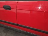 a red car that is parked on the side of the road