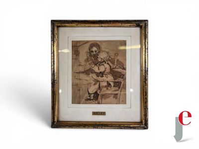 l'image d'un dessin représentant un homme assis sur une chaise
