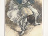 framed and matted drawing of a woman in a ballerina tutu