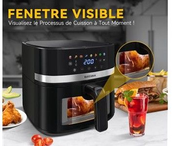 a black and silver air fryer sitting on top of a counter