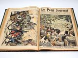 un livre ouvert sur lequel figure l'image d'un homme à cheval et d'un homme à cheval