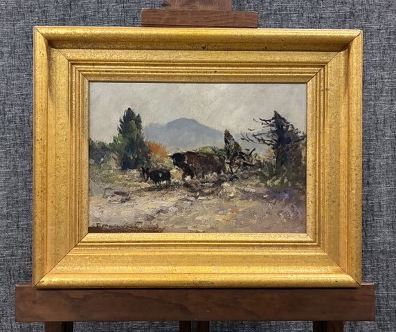 Fernand MAILLAUD (1862-1948) « Attelage de boeufs ». Huile sur pa...