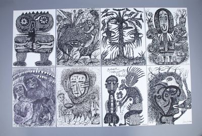 several drawings of different types of art on a piece of paper
