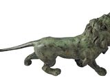 bronze statue of a lion on a white background