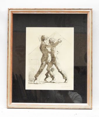 framed drawing of a man and a woman dancing in a dance pose