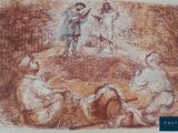 an image of a drawing of a group of people sitting on the ground