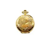 a gold pocket watch on a white background with a white background