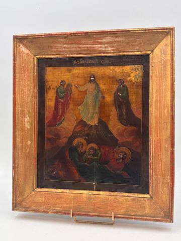 École Russe ( ?) 19ème. Scène religieuse. Huile sur panneau de bo...