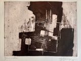 un dessin en noir et blanc représentant un bâtiment sur un mur