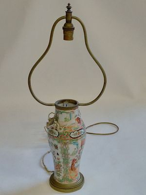 a lamp that is sitting on a white table