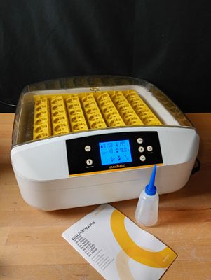 un incubateur à œufs posé sur une table à côté d'une banane
