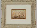 une image d'une image d'une peinture d'un bateau dans l'eau