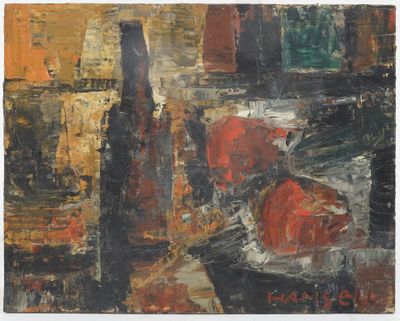 an image of a painting of a cityscape with buildings in the background