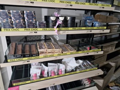 a display of chocolates and candy in a store