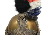 a helmet with feathers on top of it on a white background