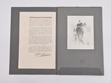 an open book with a drawing of a man and a woman on it