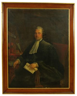 un tableau représentant un homme assis sur une chaise, tenant un livre