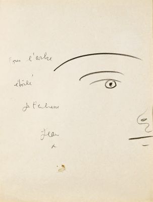 un vieux livre sur lequel est dessiné le visage d'une femme