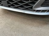a close up of a car ' s grille with a cat on it