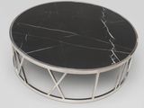 black marble top coffee table with silver metal base
