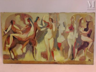a painting of a group of people riding on horses