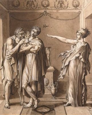 une image représentant un tableau sur lequel un homme montre du doigt une femme