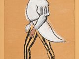 une image représentant un dessin d'un homme vêtu d'une blouse blanche et d'un pantalon jaune