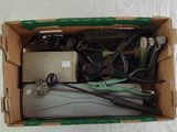 a box full of assorted items sitting on a table