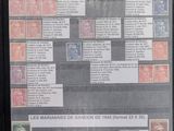 a picture of a poster with a lot of stamps on it