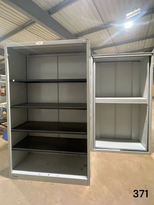 an image of a metal storage cabinet in a warehouse