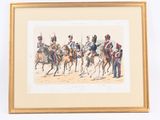 painting of a group of men riding on horses in a line
