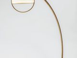 a brass lamp with a marble base and a round glass shade